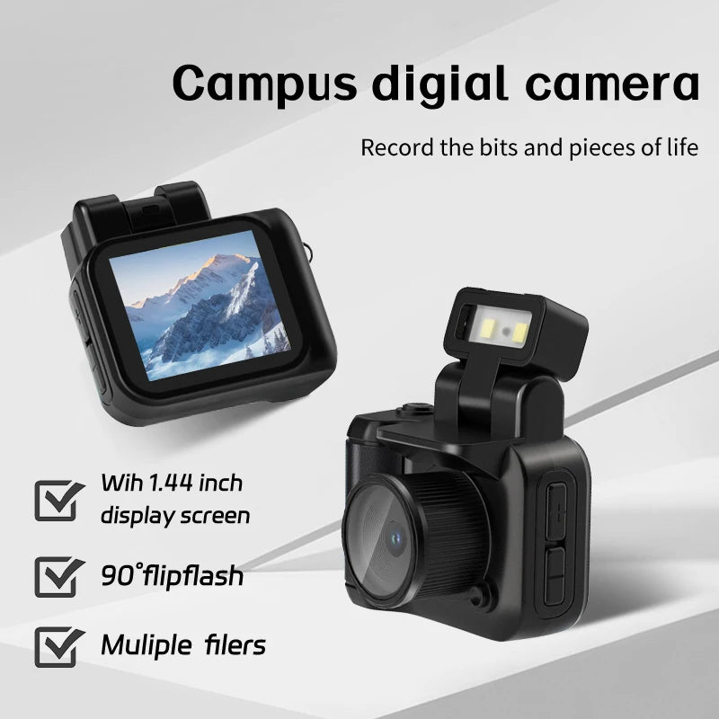 Mini Camera With Screen HD 1080p With Flash Lamp And Battery Dock