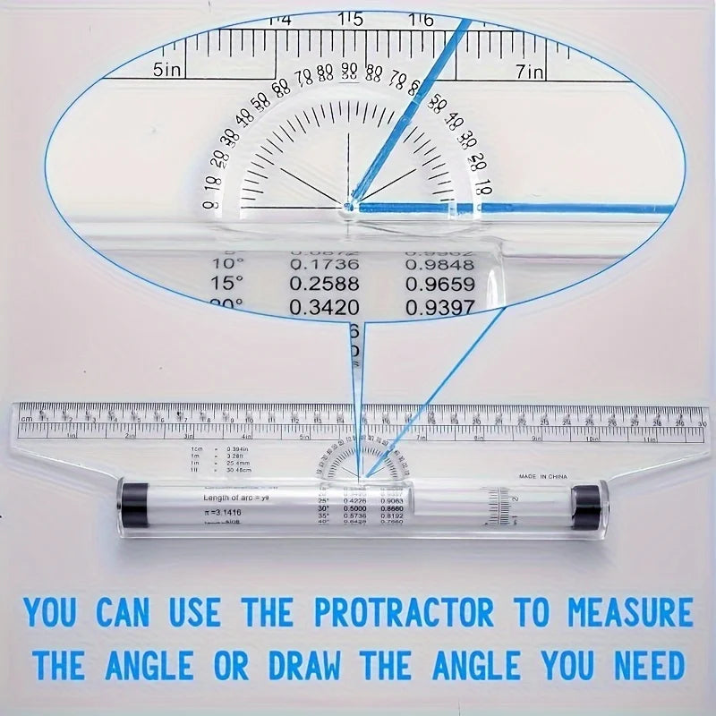 2Pcs Plastic Ruler Drawing Roller Ruler Multi-functional