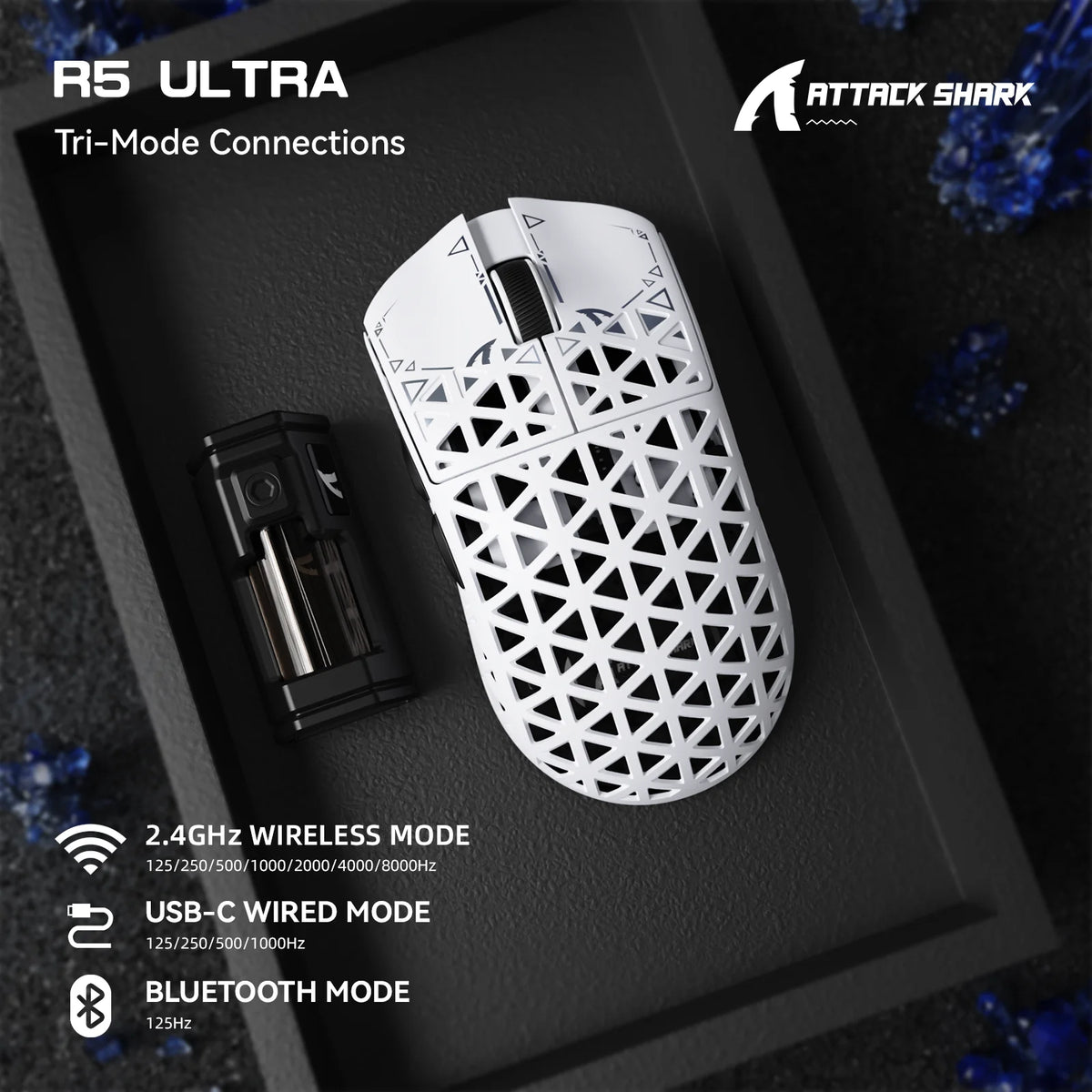 ATTACK SHARK R5 Ultra Carbon Fiber Wireless Gaming Mouse (42000 DPI)