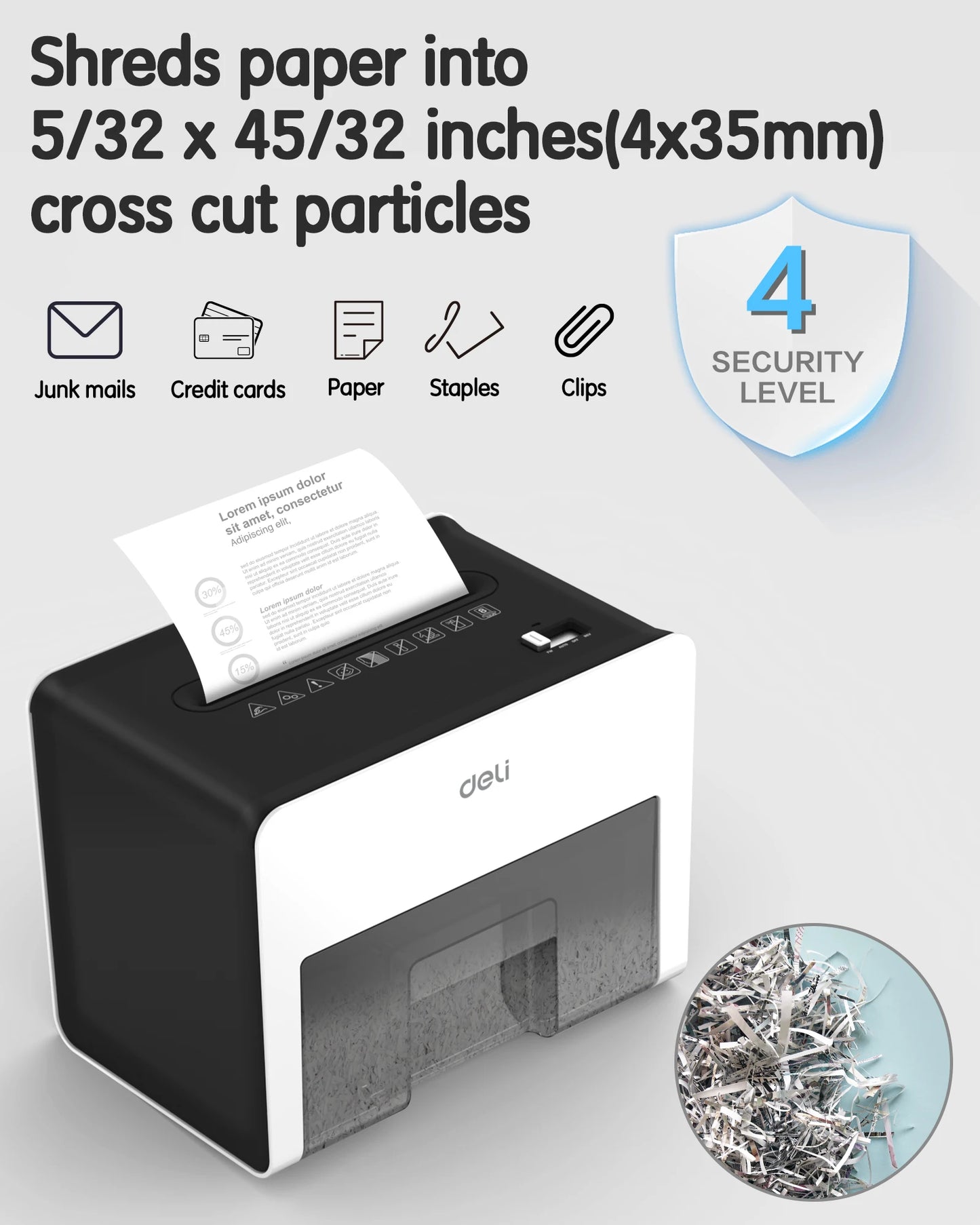 Deli 8-Sheet Paper Shredder Home Office Use Shredder, 0.7 Gallon Bin