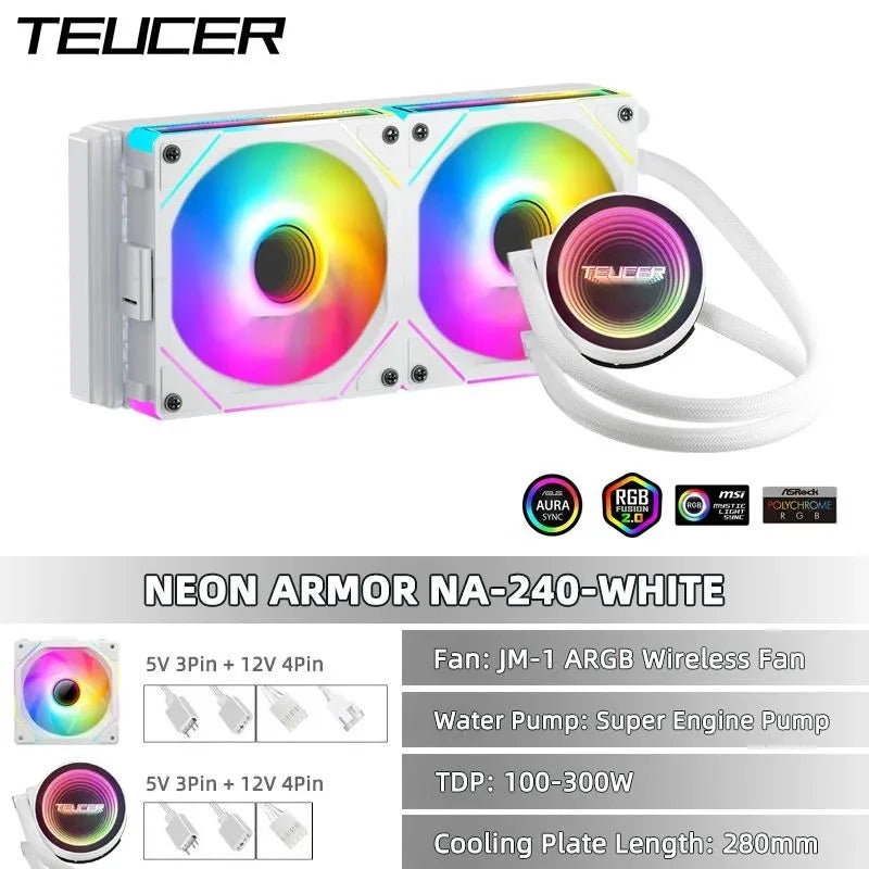 TEUCER NA‑360 PC CPU Liquid Water Cooling Radiator AIO Cooler Compatible with Intel LGA 2011 1700 1200 1155 X99 Motherboard AMD AM4 AM5 Gaming Desktop Computer CPU Heat Sink Cooling Replacement Part