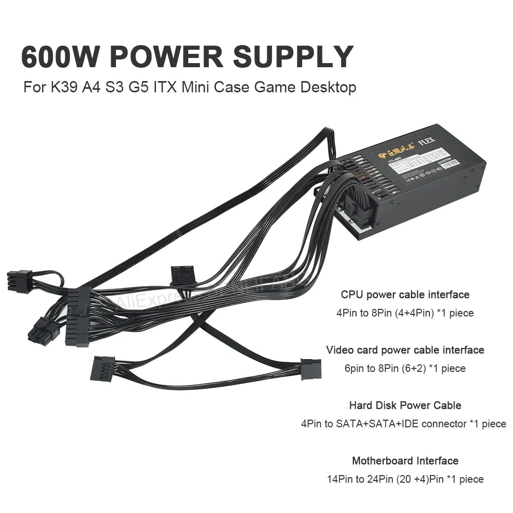 400W 600W Full Modular 1U Mini Flex ATX PSU PC Power Supply