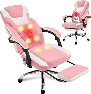 Massage Office Chair with Footrest,6-Point Vibration & Heat, 500LBS