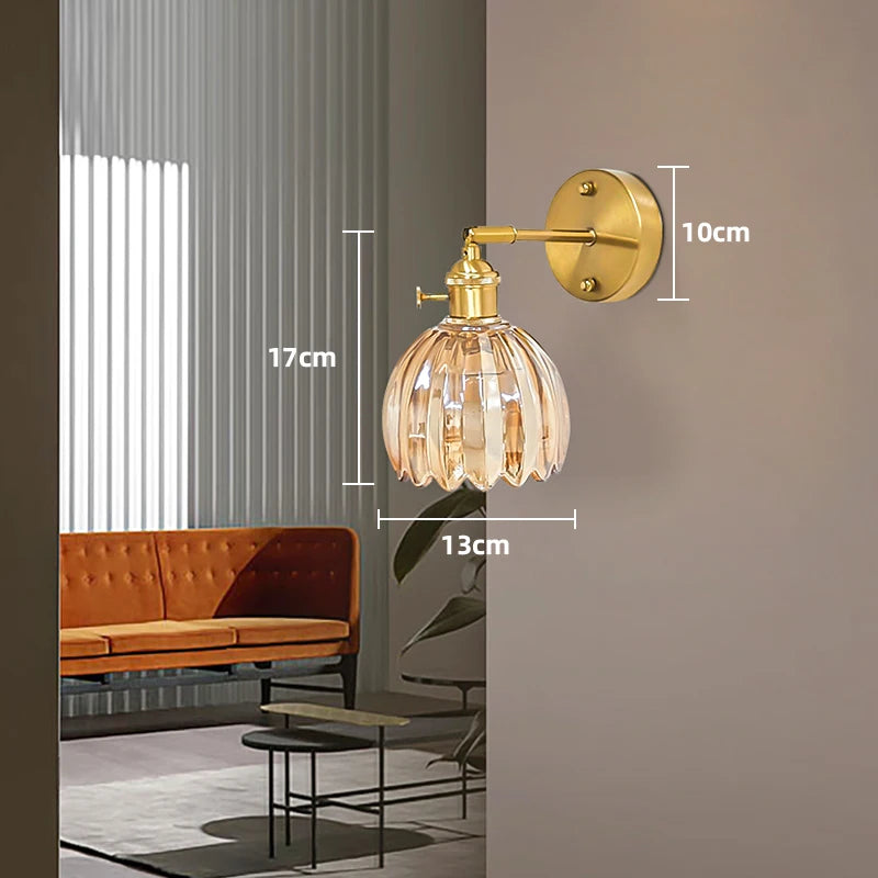 Vintage Wall Sconce 3W Power Aluminum Glass Wall Lamp For Bedroom