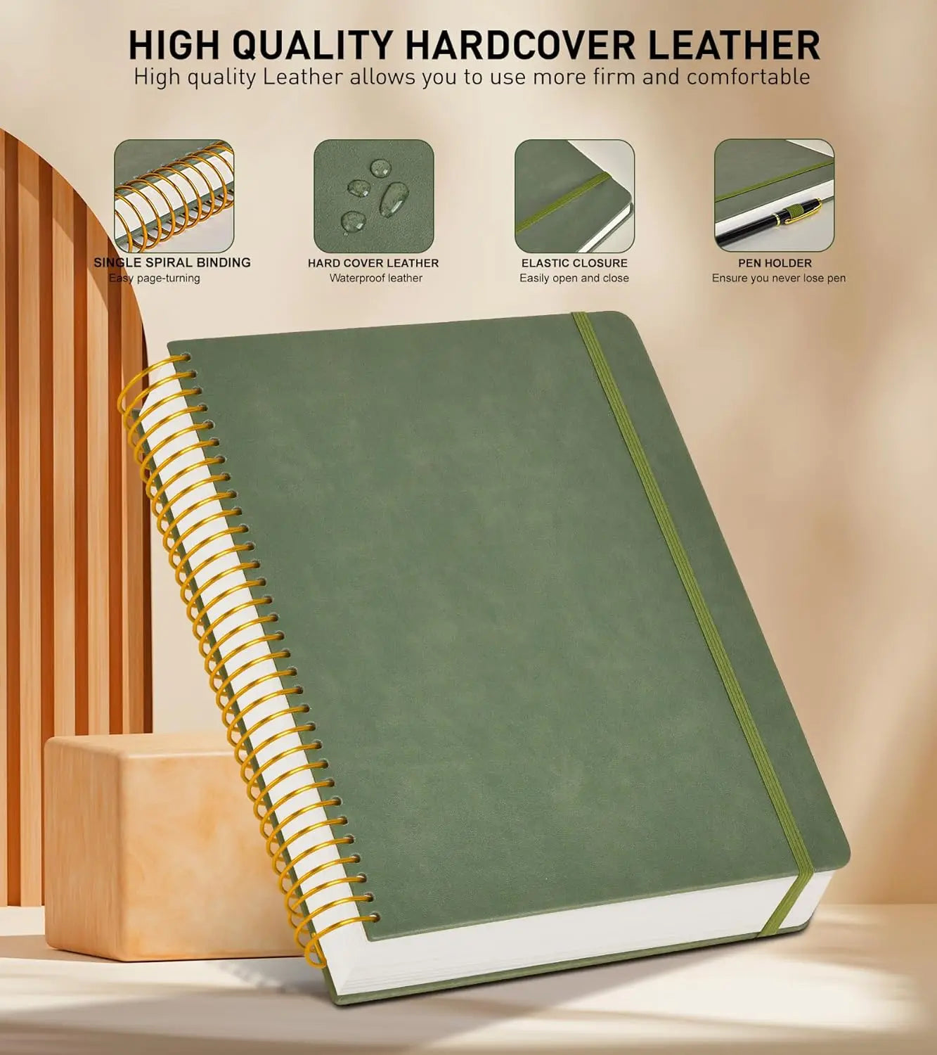 A4 Spiral Notebook, 8.5x11 Inches, 256 Pages Hardcover