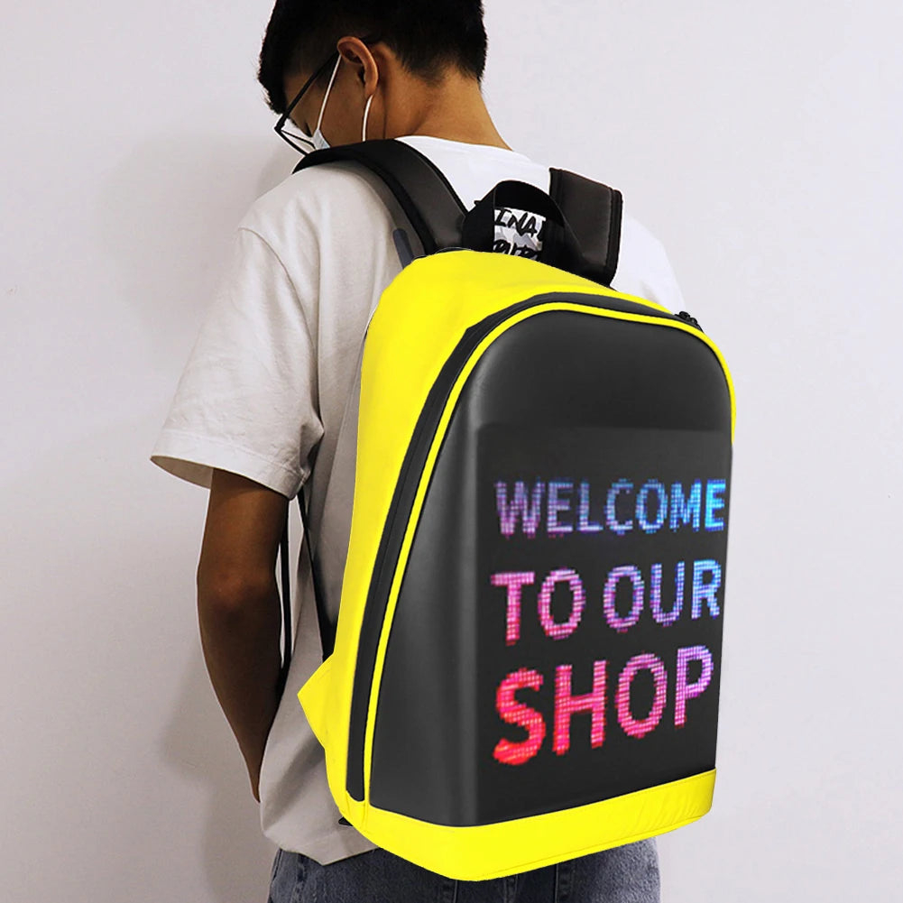 LED Screen Display Backpack Wireless Business Travel Laptop Bags