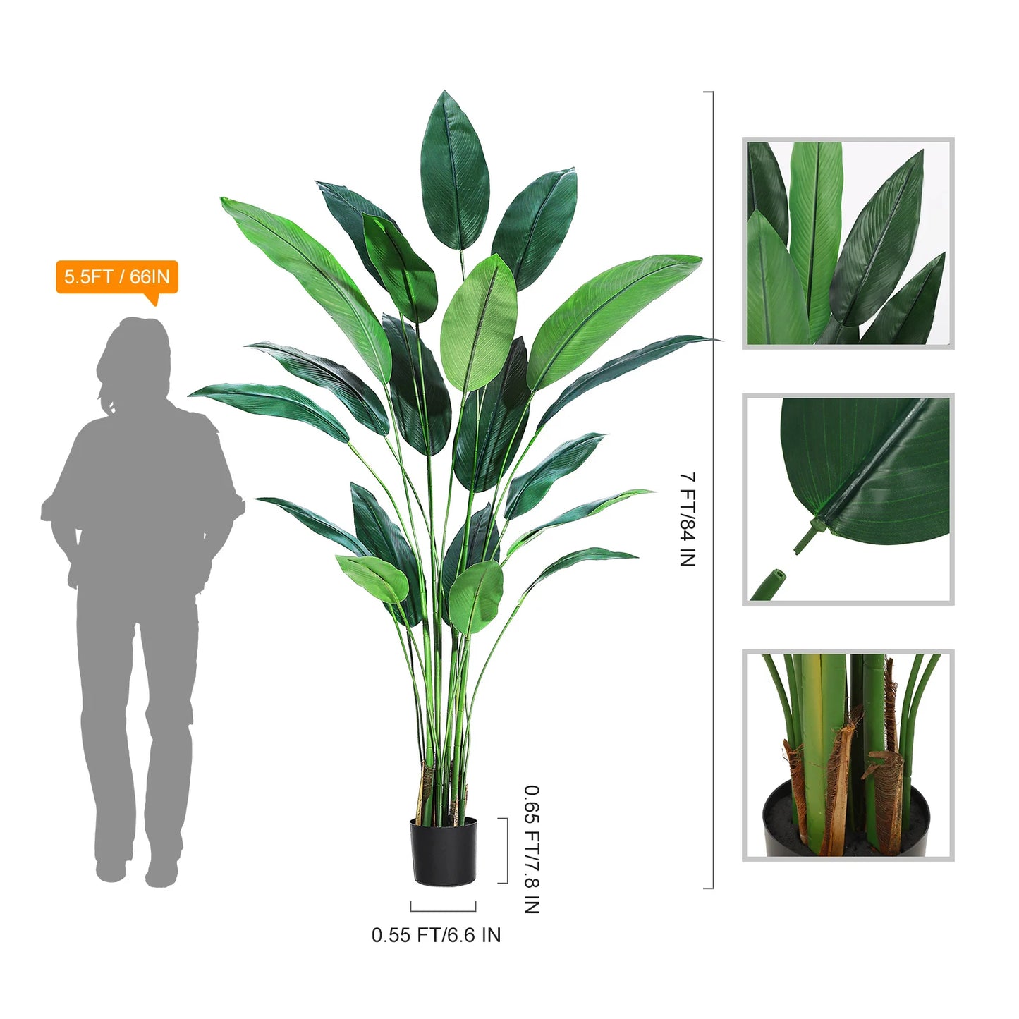 Artificial Bird of Paradise Plant 6FT(72in)/7FT(84IN)