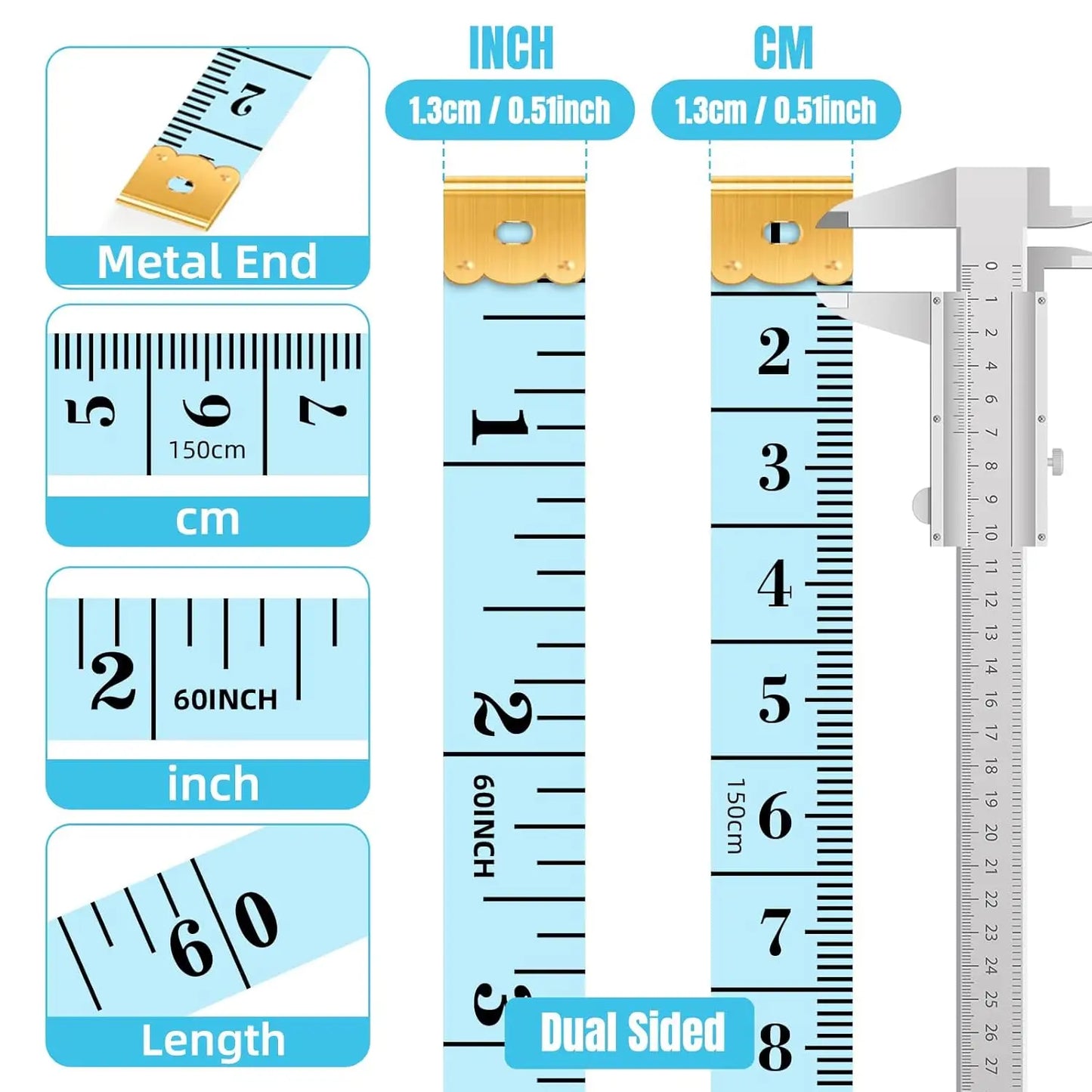 24 Pack Soft Tape Measure, 6 Colors Dual Scale 60"/150cm