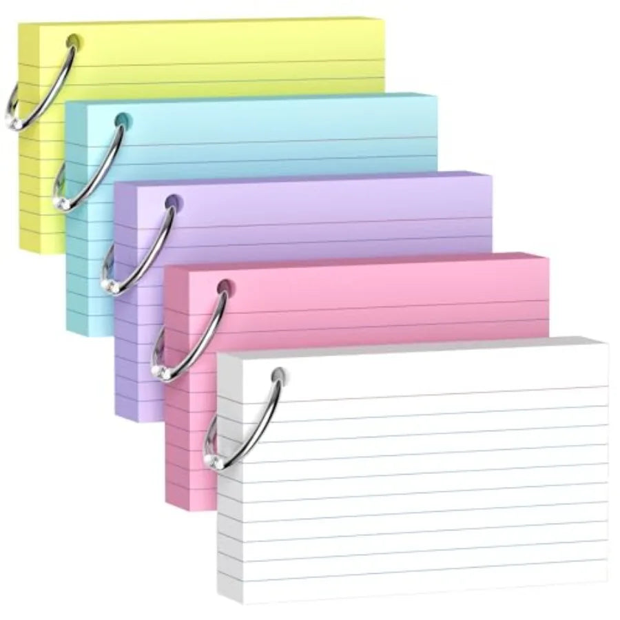 200 Count Index Cards 4x6 Inch, Colored Flash Card 40 Sheets Each