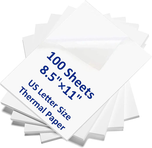 100 Sheets Thermal Printer Paper US Letter Size 8.5x11"