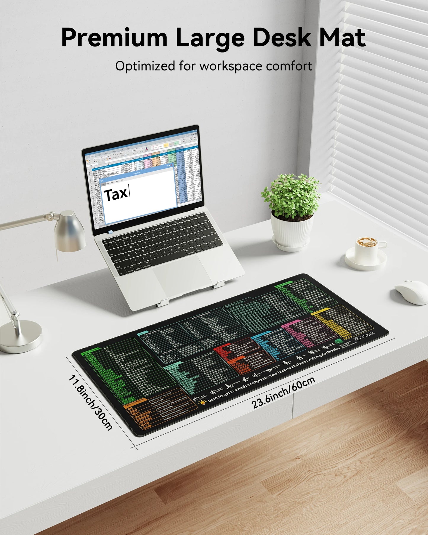 Excel Cheat Sheet Desk pad—XL Mouse pad with excel Shortcuts