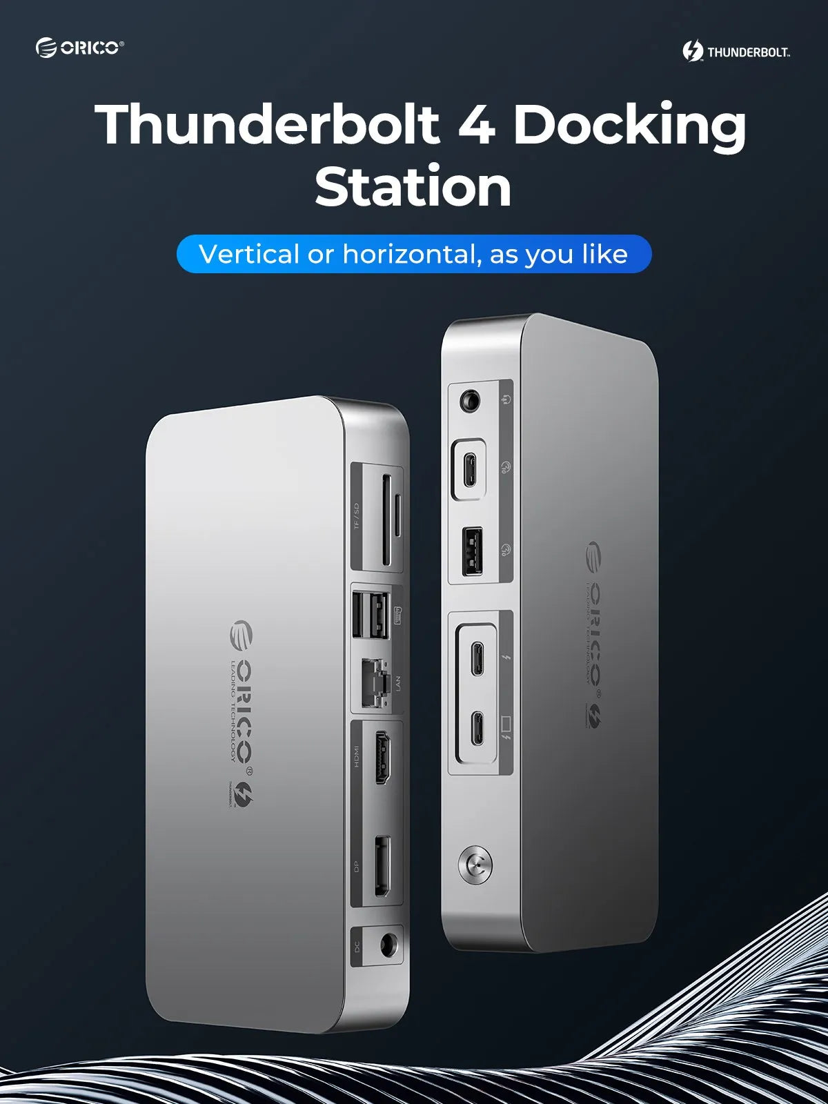 ORICO Thunderbolt 4 Docking Station Adapter 8K@30Hz USB 3.2 Gen2 HUB Splitter