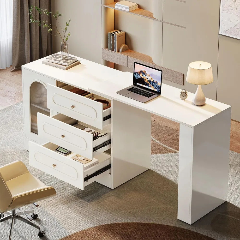 78 L Shaped Desk with Storage, 3 Drawers & Cabinet