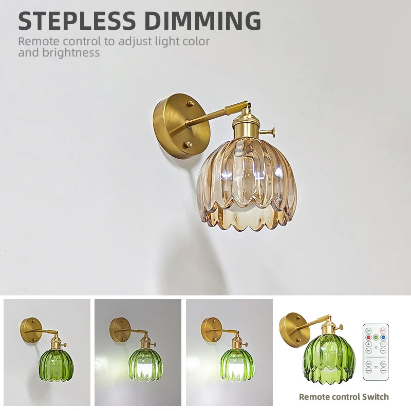 Vintage Wall Sconce 3W Power Aluminum Glass Wall Lamp For Bedroom