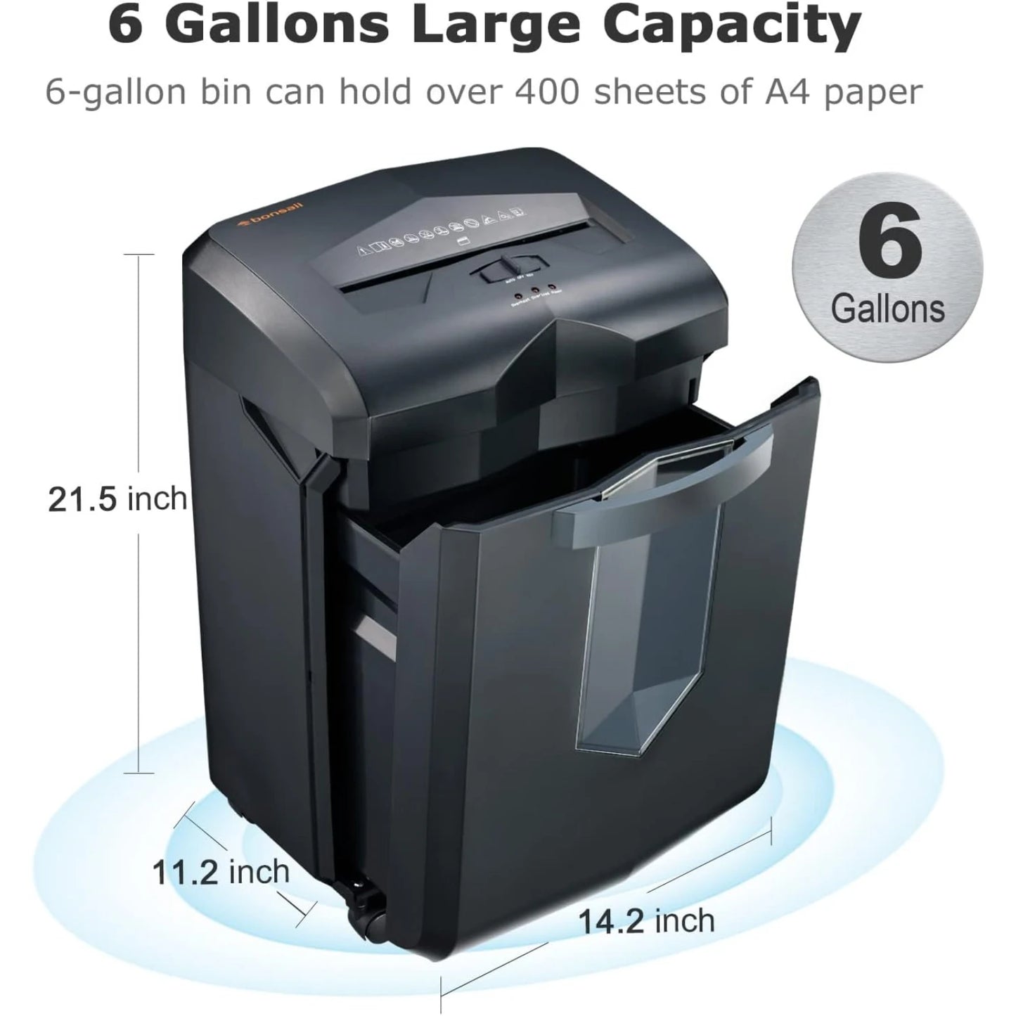 Bonsaii 16-Sheet Heavy Duty Paper Shredder, P-4 Level with 6-Gal Pullout Bin