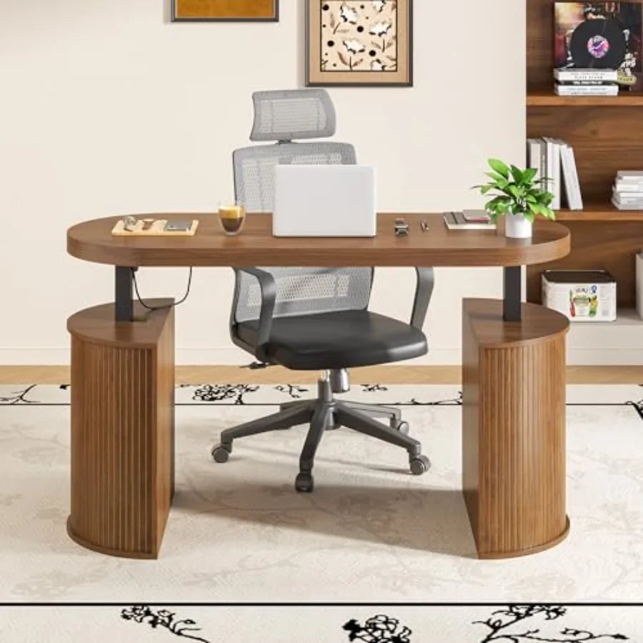 Mid Century Modern Electric Standing Desk with Storage 55 x 22 Inch