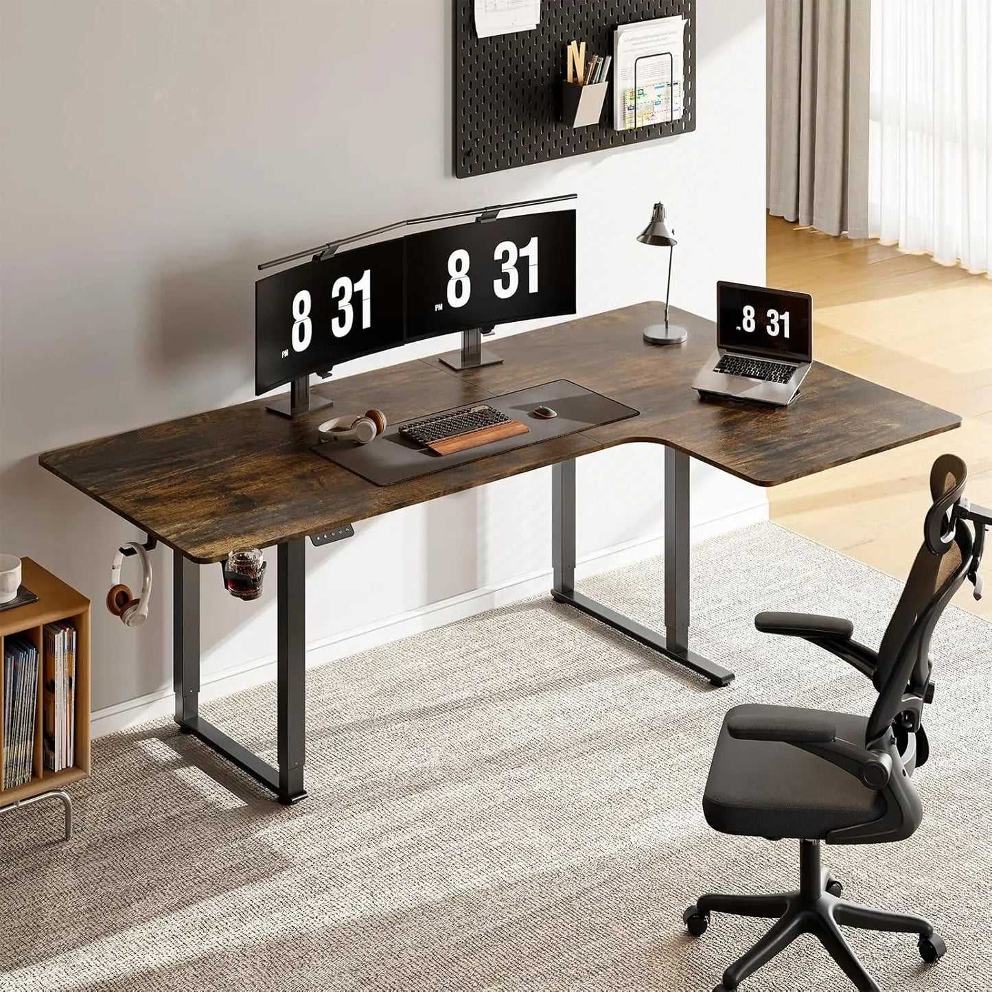 L Shaped Standing Desk, 63/71x43 Inches with Adjustable Height