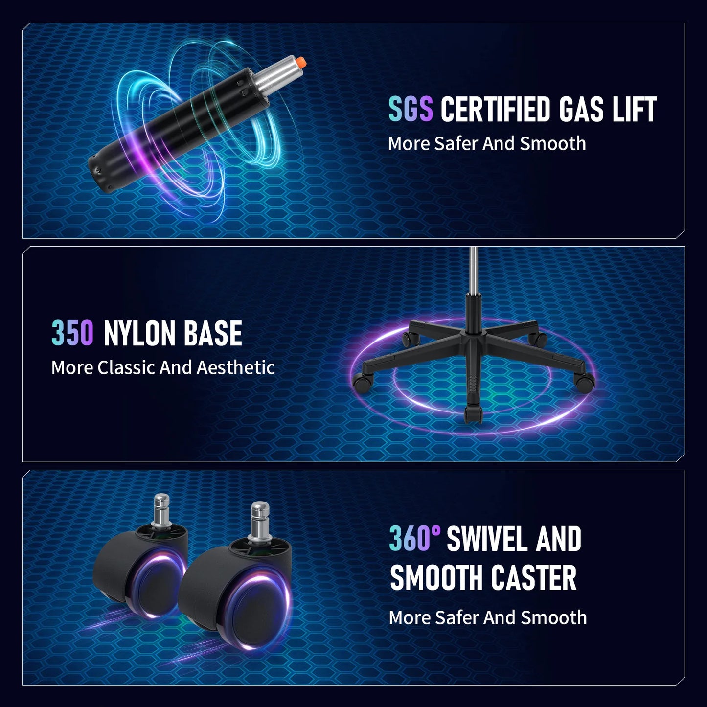 Adjustable Gamer Chair with LED Lighting, Footrest & Lumbar Support