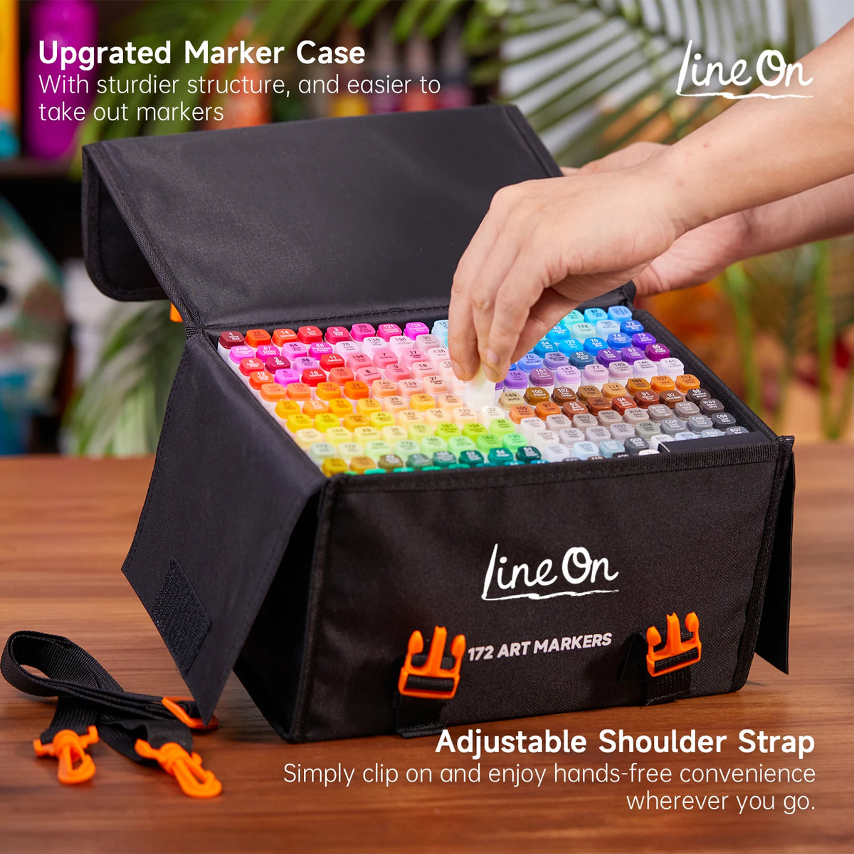 Lineon 172 Colors, 171+1 Marker Pens Plus 1 Marker Pad 1 Case