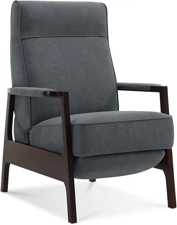 Pushback Recliner Chair with Wooden Armrests