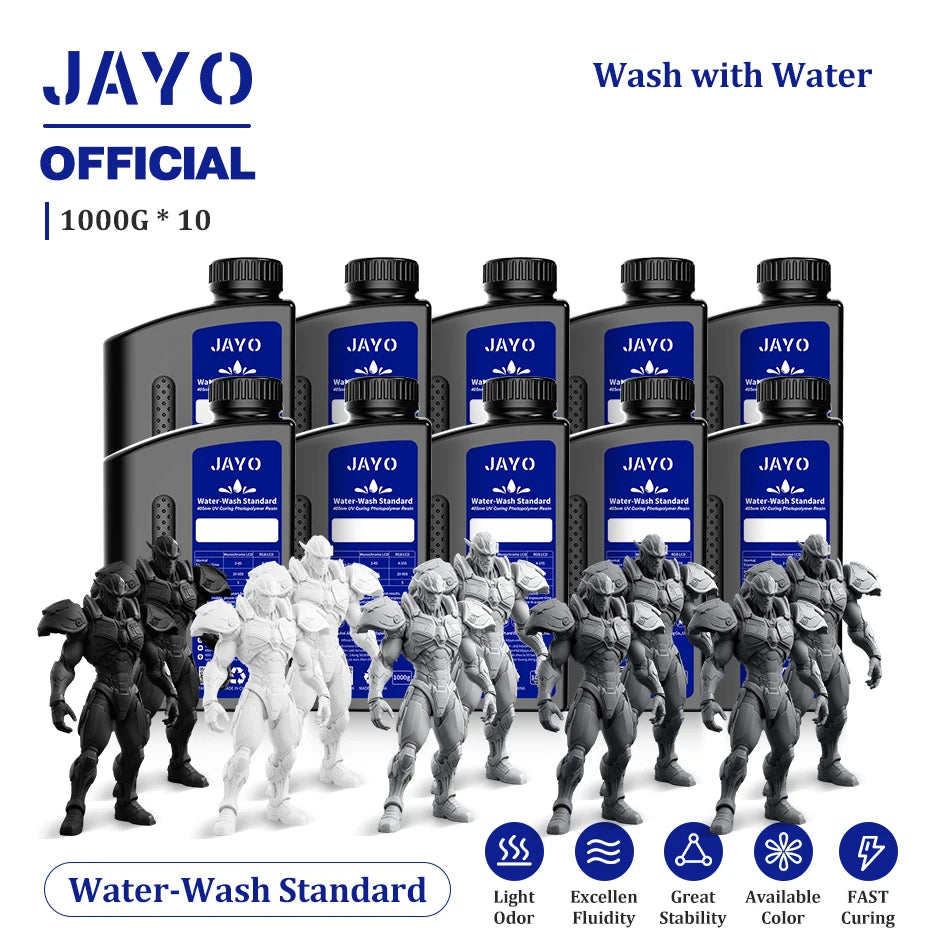 JAYO Water Wash  405nm UV Resin 10kg ABS Like 3D Printer Resin 405nm UV Standard Rapid Photopolymer Resin for LCD/DLP/SLA
