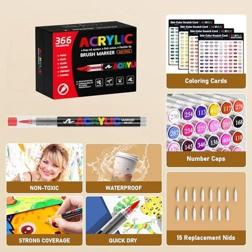 366 Colors Straight Liquid Acrylic Art Markers