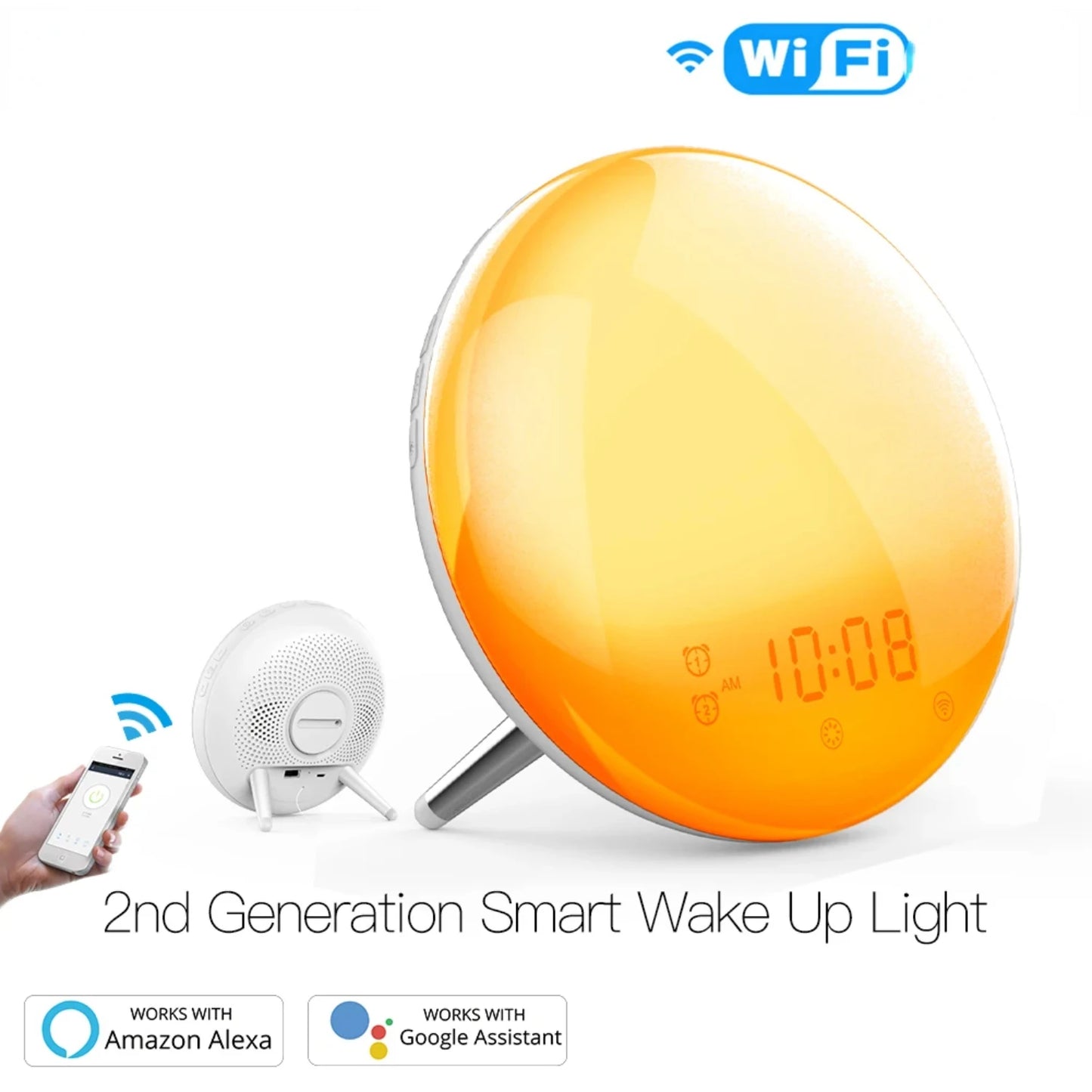 WiFi Smart Wake Light Workday Alarm Clock with 7 Colors