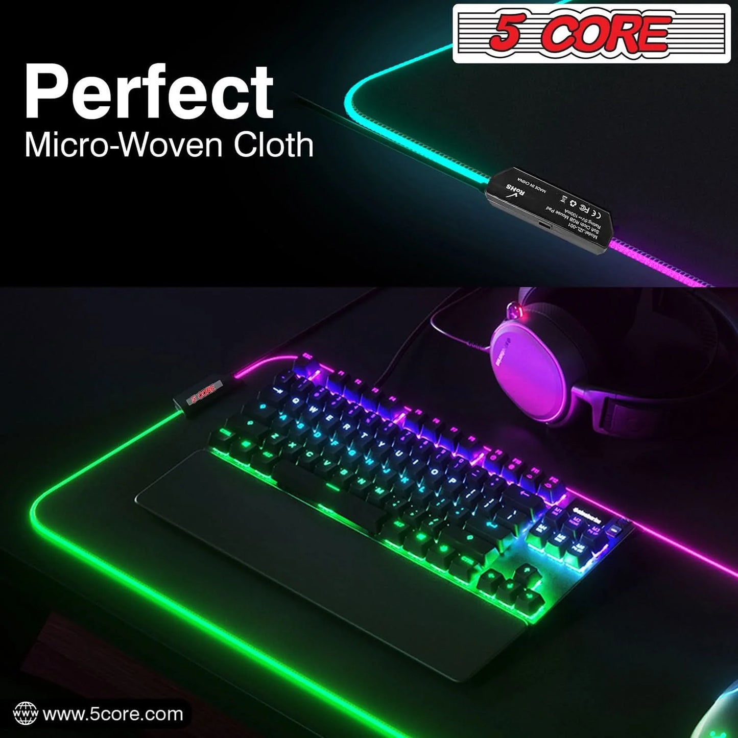 5 Core Gaming Mouse Pad RGB 12 Light Modes