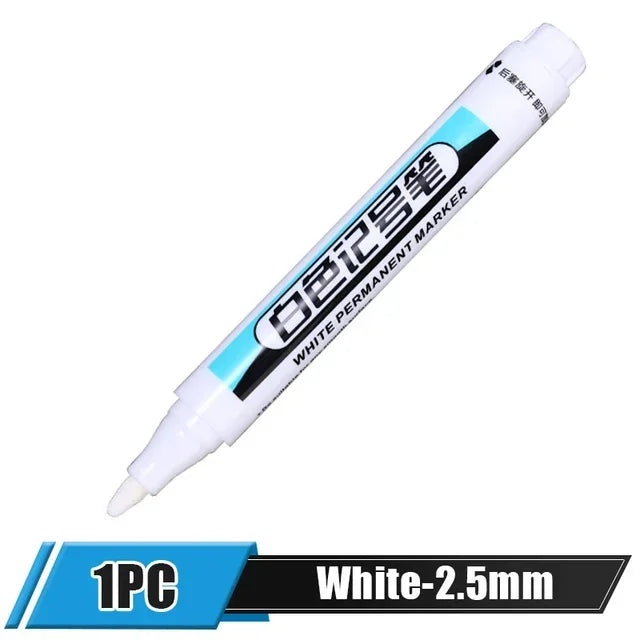 5/1Pcs Oily White Marker Pen Permanent, 0.7mm 1mm 2.5mm