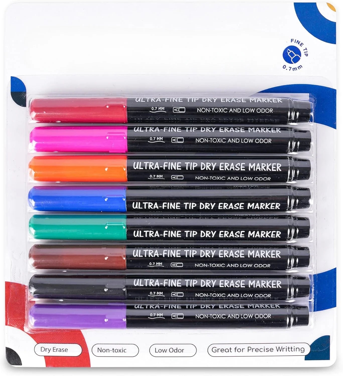 Dry erase mark Ultra-fine tip, 0.7 mm, 6 counts