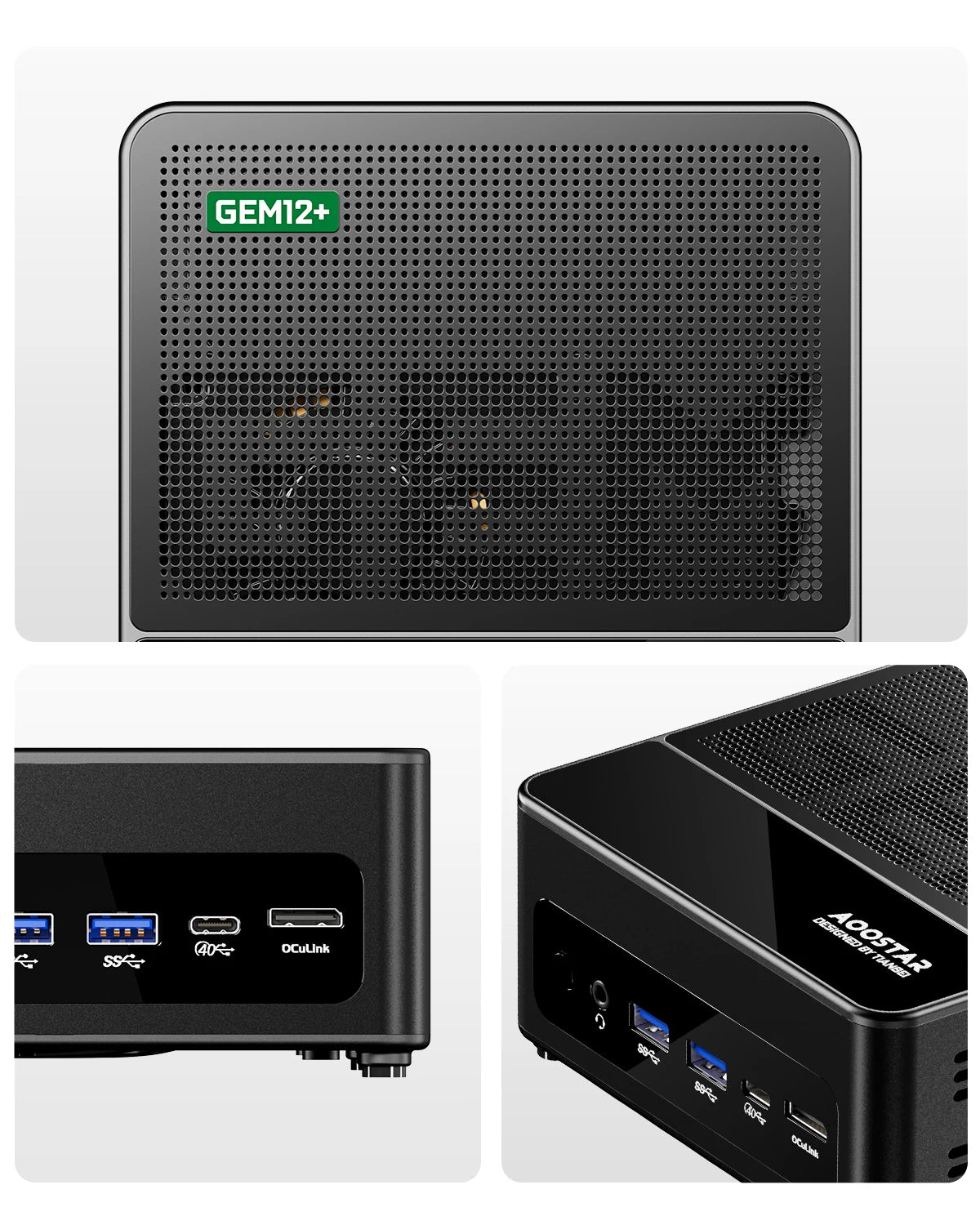 AOOSTAR GEM12+ Mini PC Barebone, AMD Ryzen 7 8845HS, Dual USB4 Port