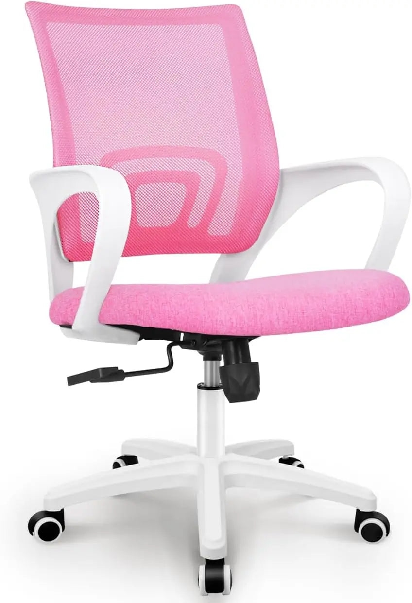Black Mesh Gaming Office Chair Mid Back Lumbar Support Adjustable Height