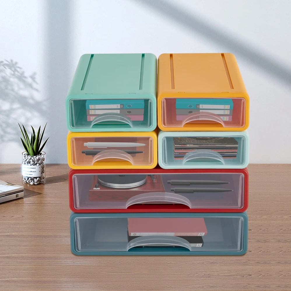 2 Large + 4 Small Stackable Desktop Plastic Drawer Organizer