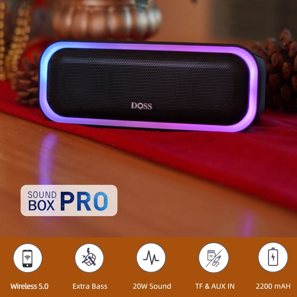 DOSS Bluetooth 5.0 Speaker Powerful 20W Stereo Sound Extra Bass Wireless