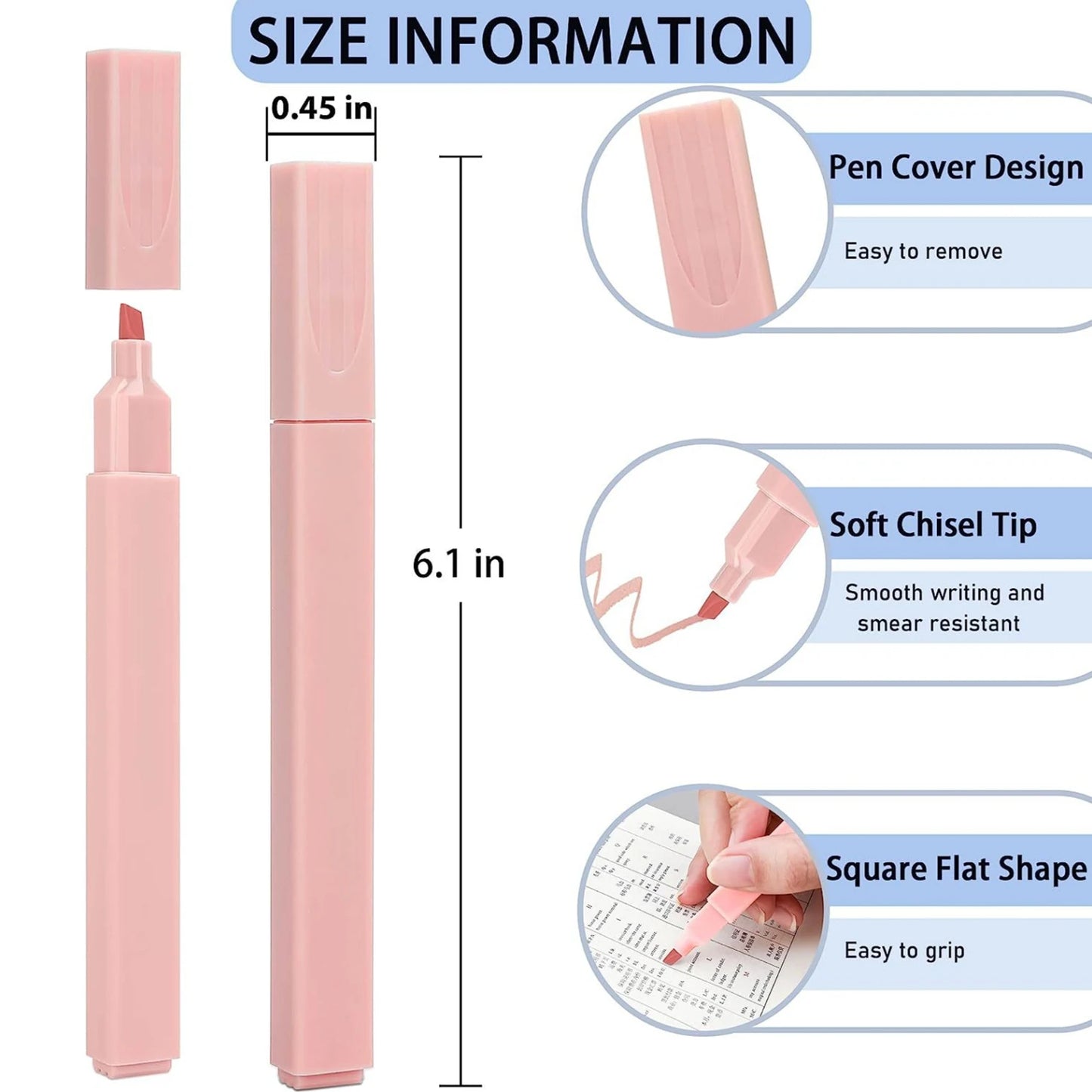 Highlighters Cute Pastel Pens 12 Colors No Bleed with Soft Tip