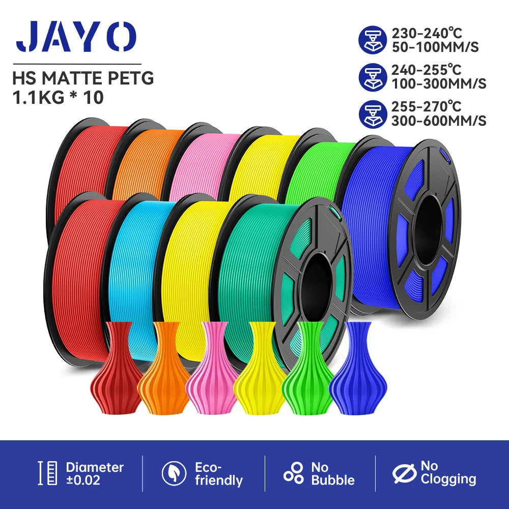 JAYO PETG/PLA PLUS/High Speed Matte PETG/PLA Filament 175mm 10 Rolls