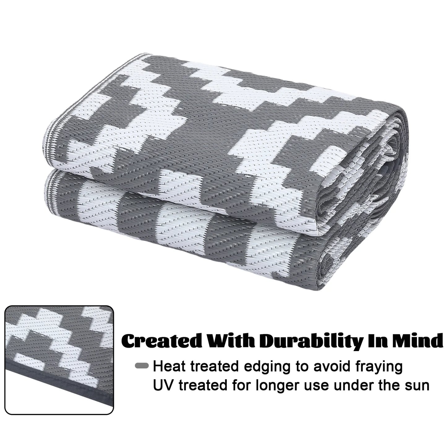 Outdoor Rug Plastic Straw Rug Modern Geometric Waterproof Reversible