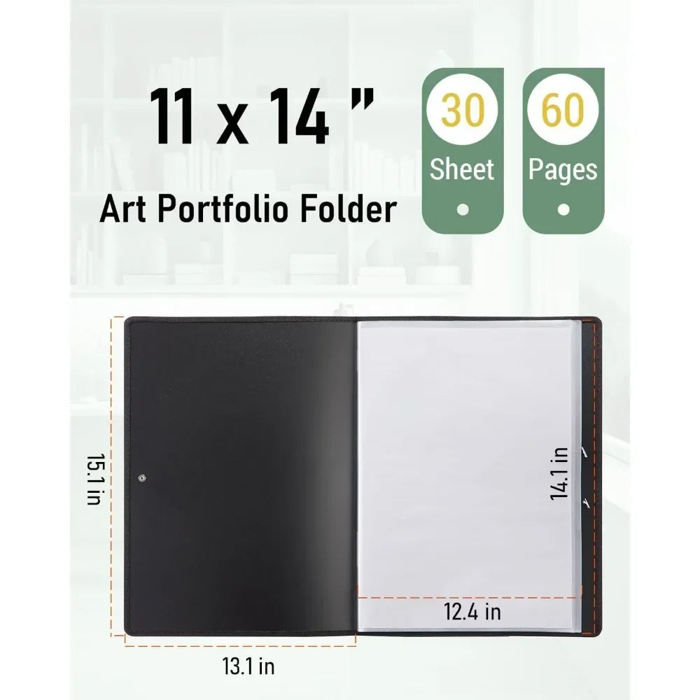 11x14 "Art portfolio folder with 30 pockets, 60 page binder