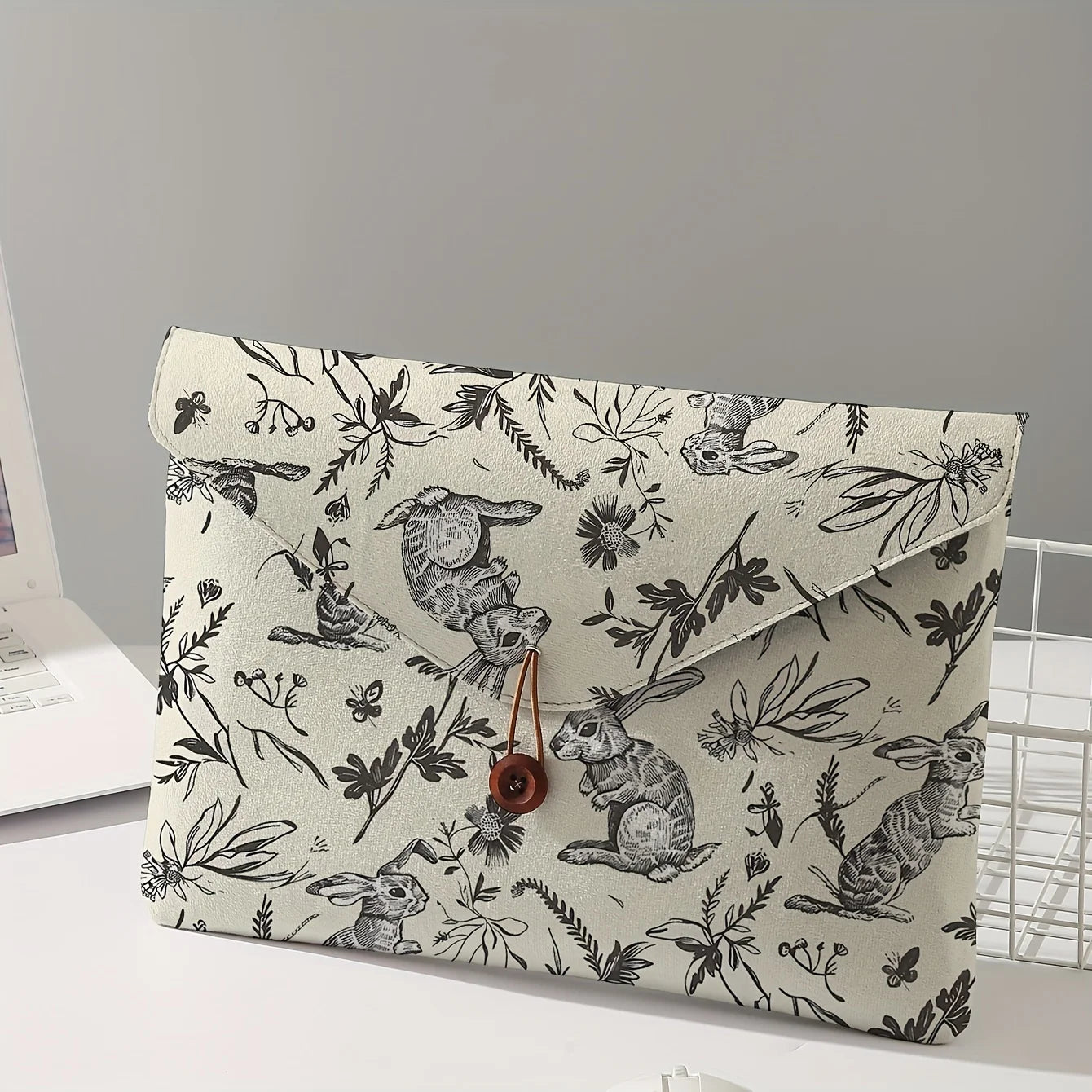 Rabbit print pattern laptop bag with soft laptop fabric cover