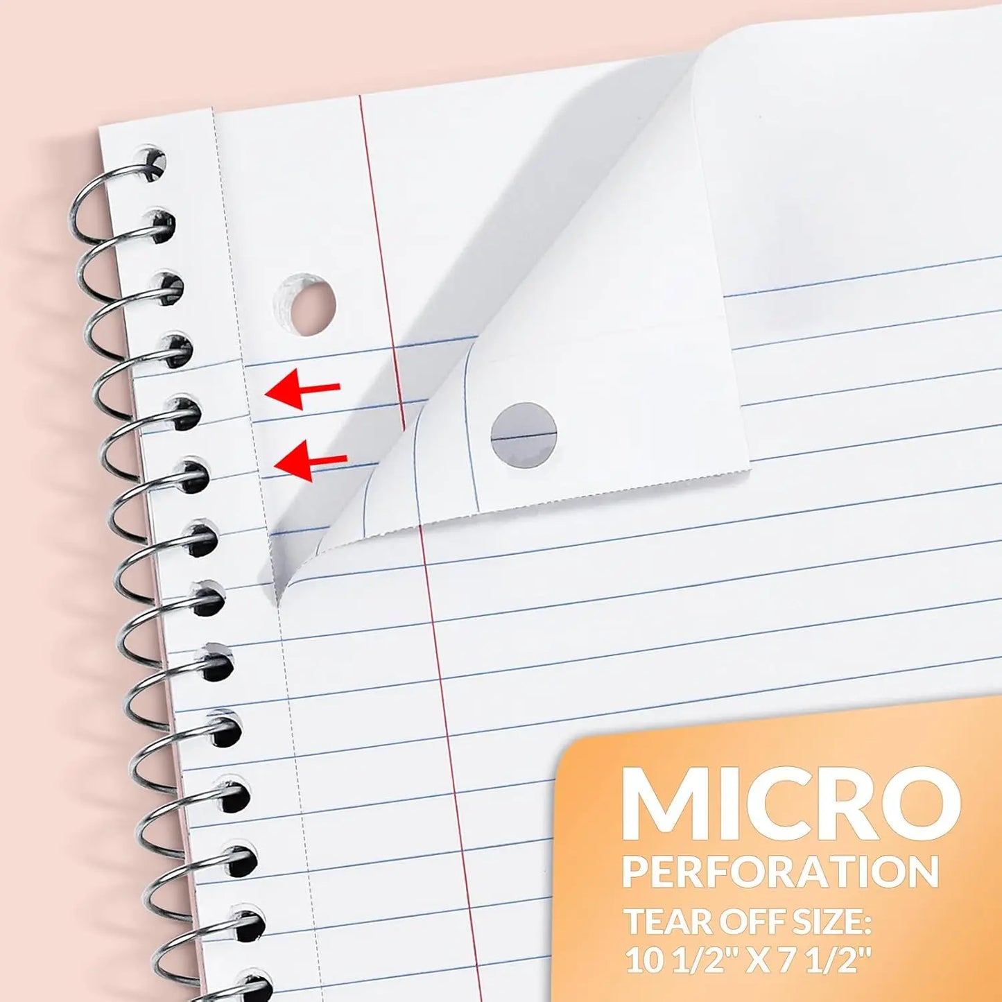 Spiral Notebooks, 5 Pack, College Ruled Paper, 8x10.5 Inch, 70 Sheets