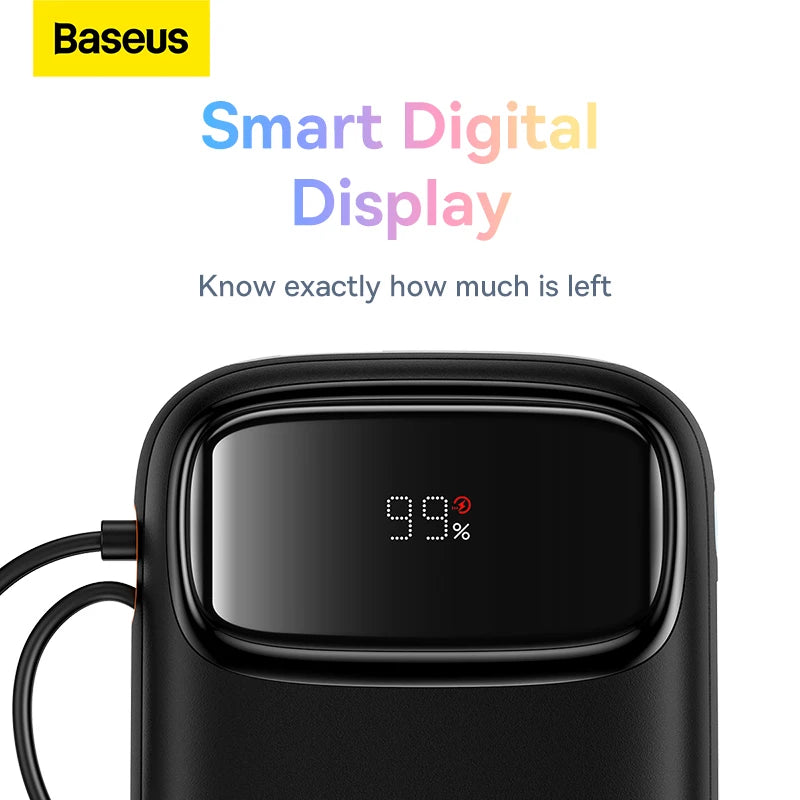 Baseus Qpow2 Power Bank Dual-Cable Digital Display Fast Charge 20000mah