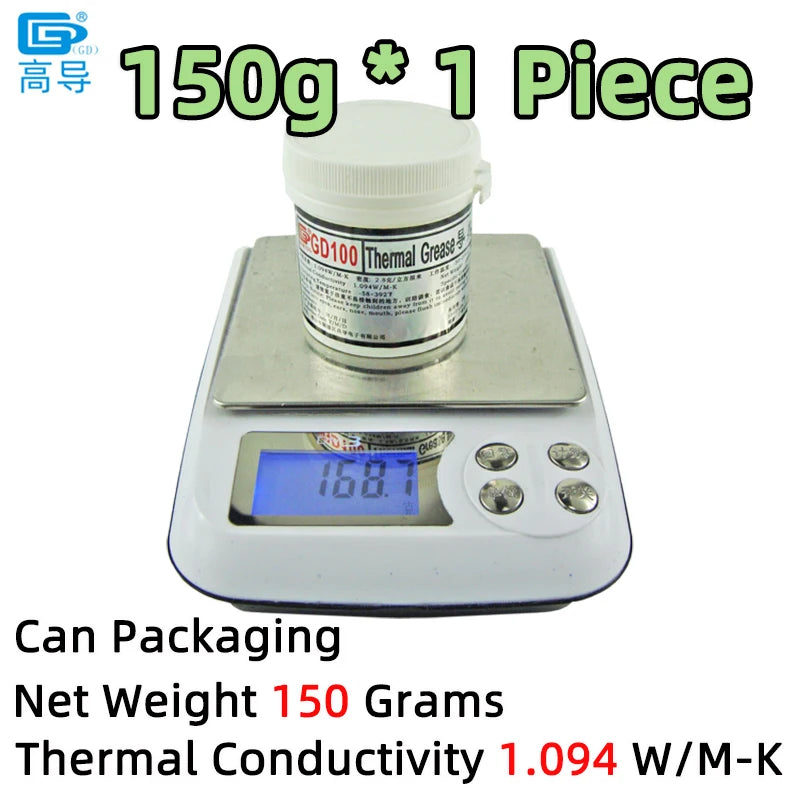Thermal Paste GD100 Thermal Conductive Paste  Grease Net Weight 150 Grams White Plaster Heat Sink Compound for CPU GPU LED Power Module CN150