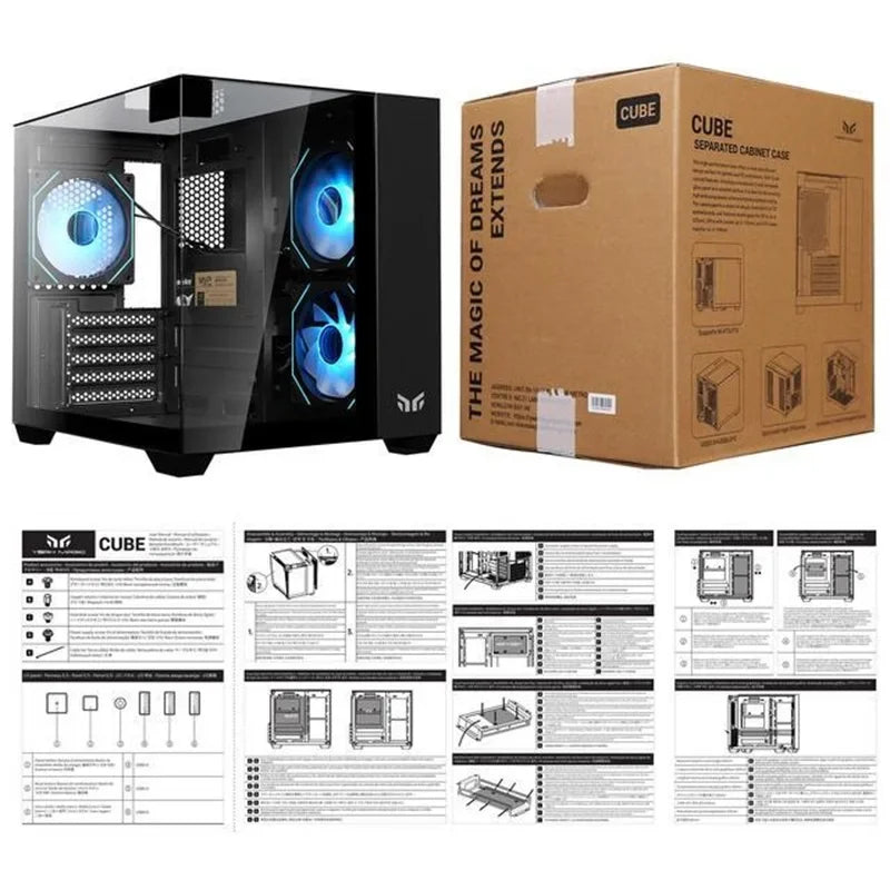 Yeah Magic CUBE PC Case Double-Sided Tempered Glass FANS*3