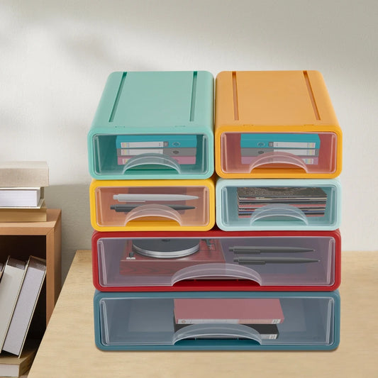 2 Large + 4 Small Stackable Desktop Plastic Drawer Organizer