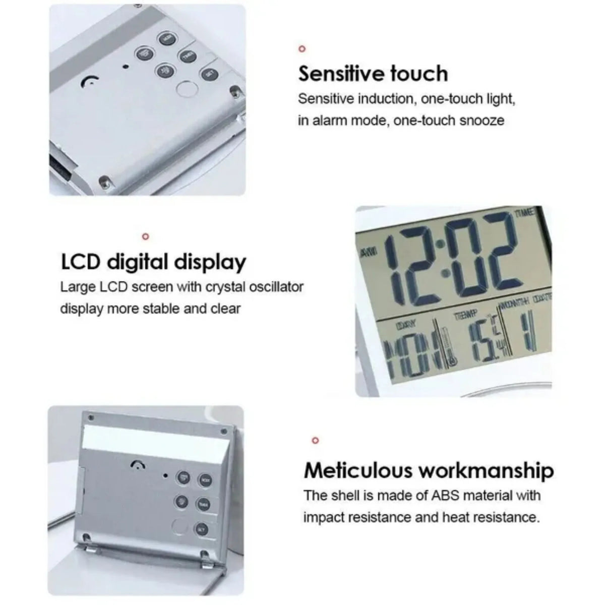 Digital Travel Alarm Clock Foldable Temperature LCD Clock