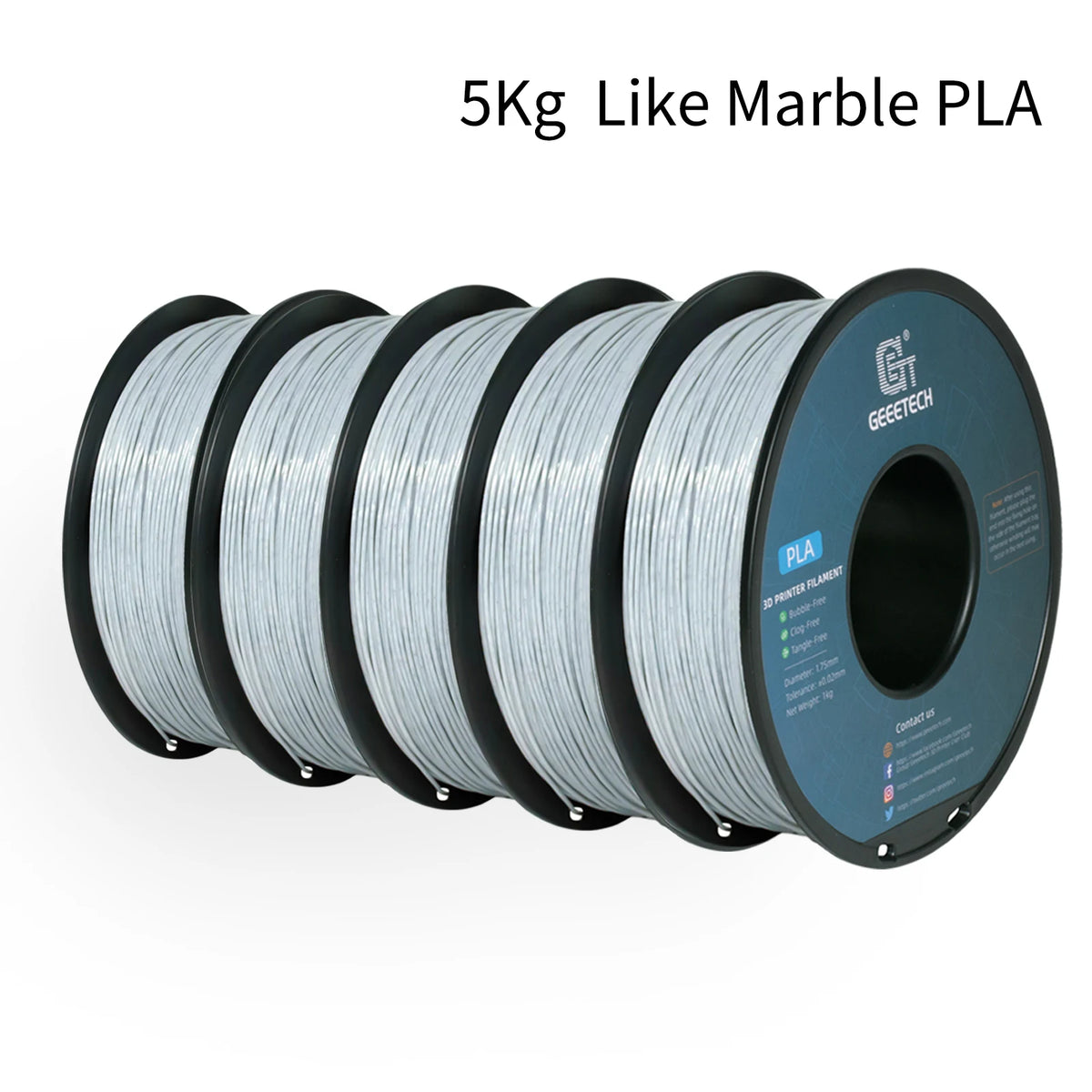 Geeetech 5Kg Standard PLA Filament 1.75mm, Multiple Colour