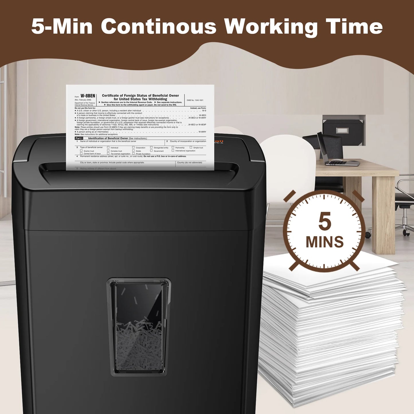 Bonsaii 12-Sheet Cross Cut Paper Shredder with 5.5 Gals Wastebasket