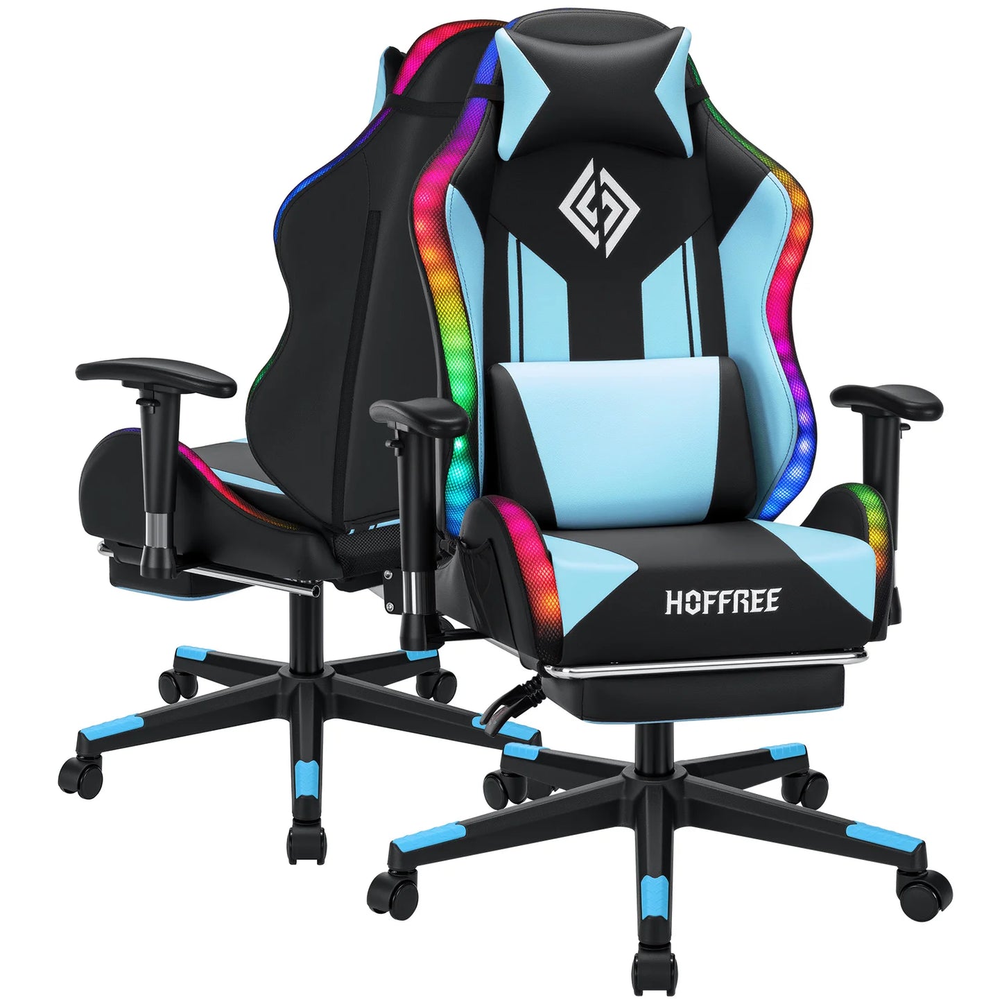 Adjustable Gamer Chair with LED Lighting, Footrest & Lumbar Support