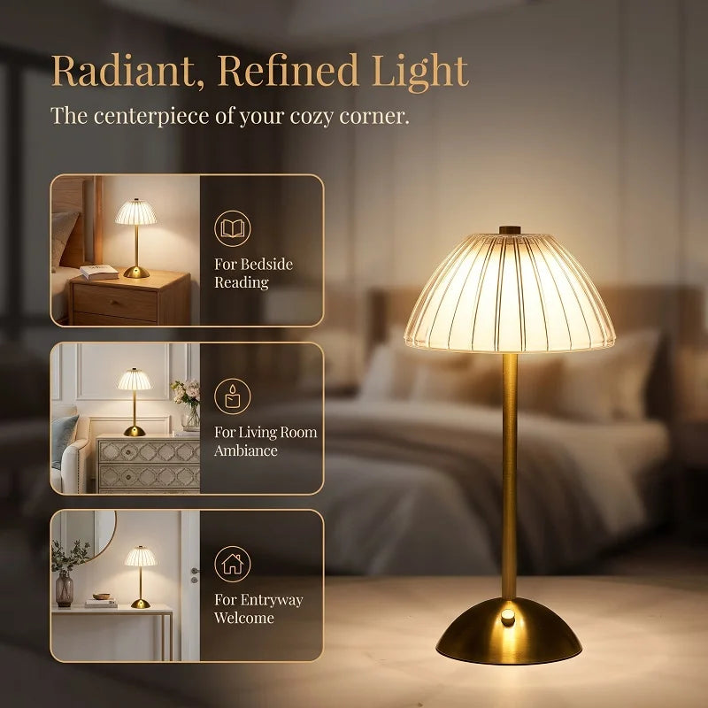 LED Table Lamp Cordless 3 Color Temperatures USB-C Charging Wireless