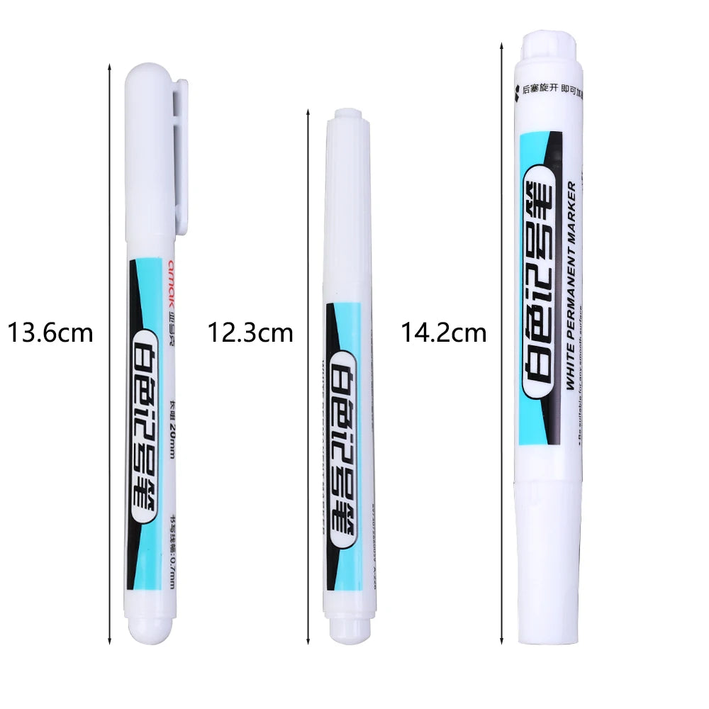 5/1Pcs Oily White Marker Pen Permanent, 0.7mm 1mm 2.5mm